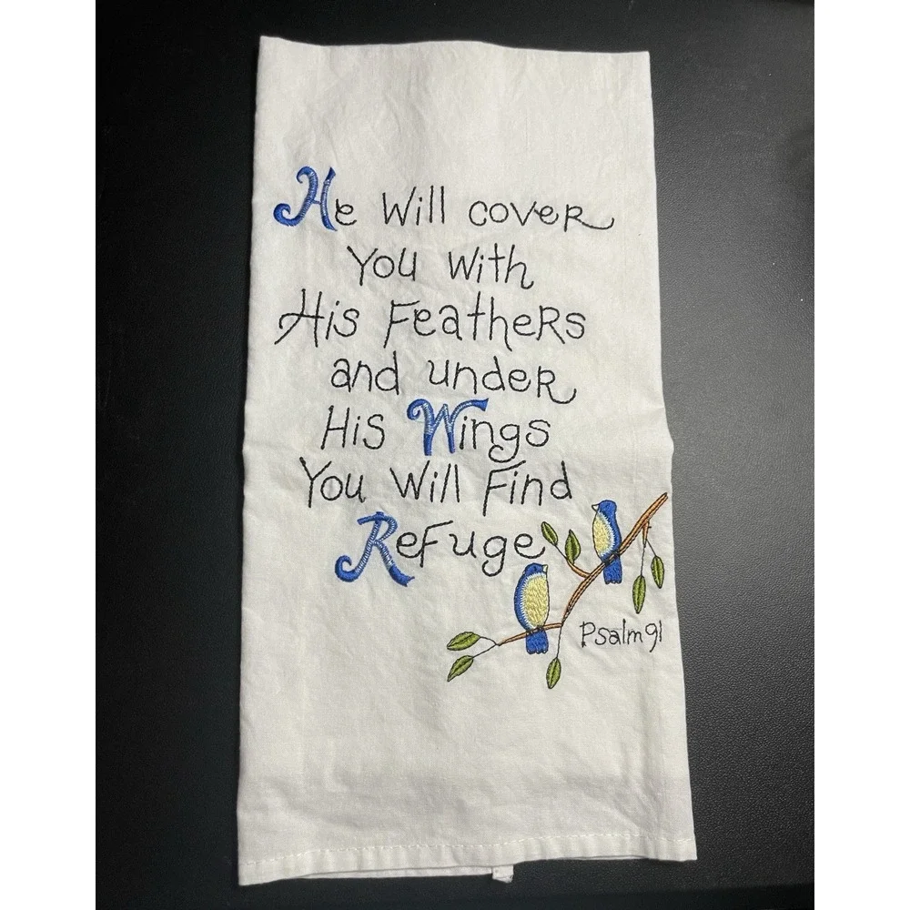 Embroidered‎ Cotton Tea Towel Psalm 